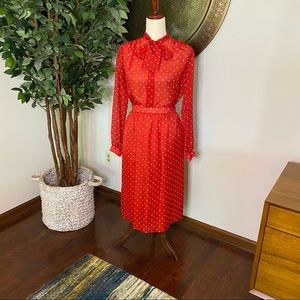 Act III Red & White Vintage Polka Dot Skirt & Blouse Set - Size 10